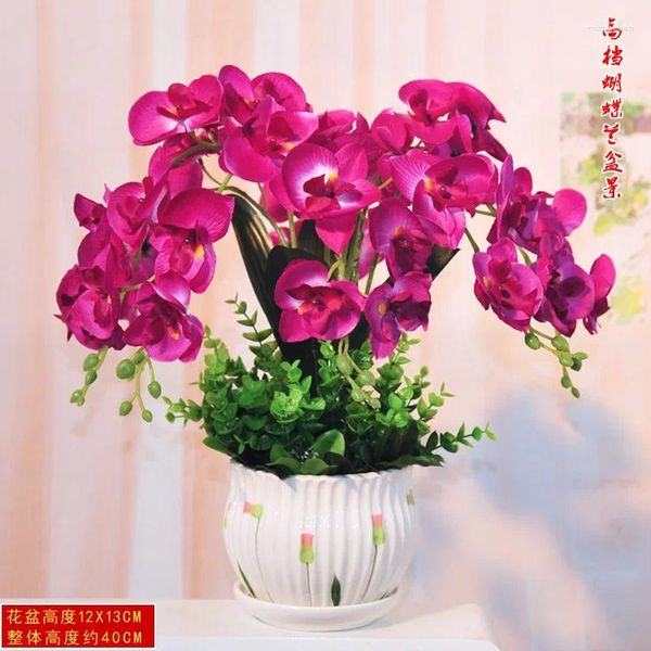 Flores decorativas Phalaenopsis Bonsai Fabricantes por atacado Orquídeas de seda falsas conjuntos de decorações de casa Ornamentos da sala de estar artesanato