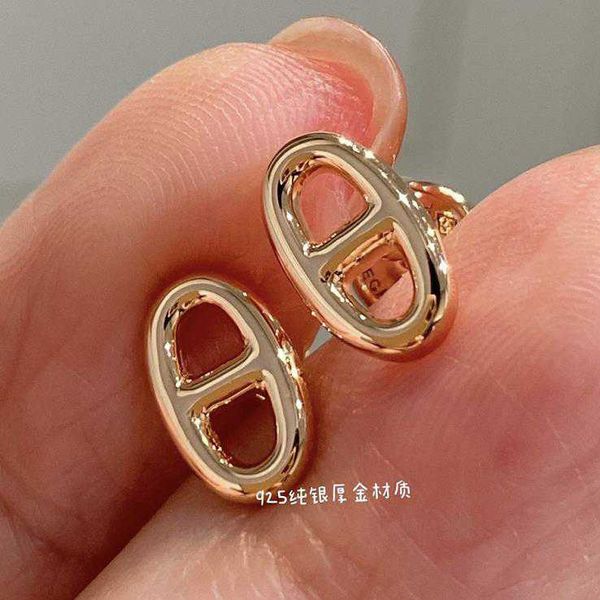 Leichte Luxusdesigner Ohrringe Elegante Frauen neue reine Silberschweinnase Instagram cooles einzigartiges Design exquisit und kleine Ohrringe mit Logo
