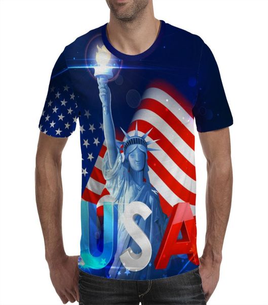 2020 Nuova popolare bandiera popolare USA 3D Stampato a maniche corte STATUE OF LIBERTY Fashion Tshirt 3D Full Color Men039s Wear4065417