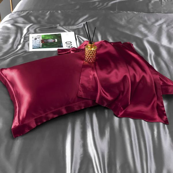 2pc Pure Cetin Silk Soft Tampa de travesseiro de cama de roupas de cama de travesseiro retângulo de travesseiros de cama de cama Multicolor Bed Home Decro 240401