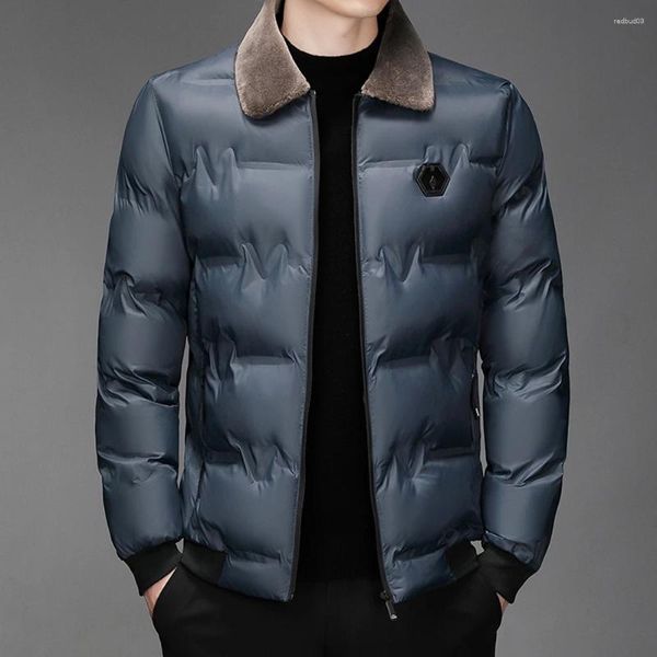 Erkek ceketler moda yüksek kaliteli ceket ceket kısa pamuklu düz renk şapkasız yün yakalı iş rahat windpro
