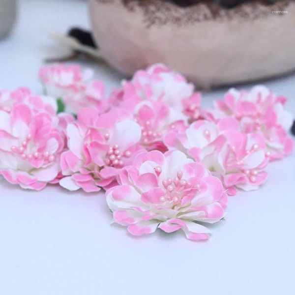 Flores decorativas Conjunto de 10 peças rosa CARNAÇÃO ARTIFICIAL CABEÇAS DE SRIDAÇÕES CASEMANTEIRA DIY ACESSÓRIOS DE ACESSÓRIOS