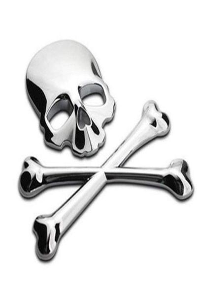 Metall 3D -Schädel -Auto -Motorradaufkleber Schädel Skelett Crossbones Emblem Abschließungstateal Styling Aufkleber Accessoires6436441