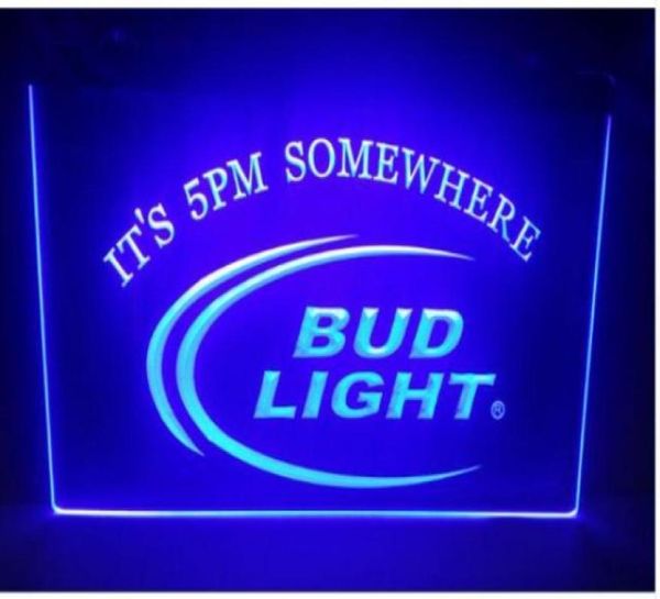 B08 Bud Light IT039S 17:00 Somewhere Beer Bar Pub Club 3D Sinais LED LUZ NEON SIGN1590910