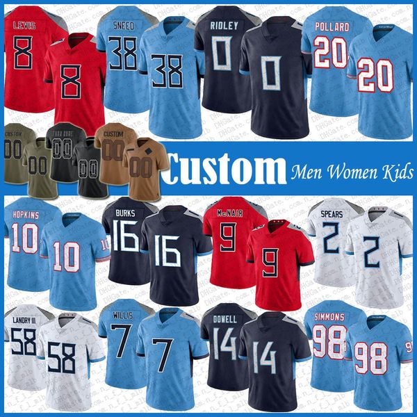 20 Tony Pollard Ljarius Sneed Ridley Jersey DeAndre Hopkins Jeffery Simmons Treylon Burks Tyjae Spears Harold Landry Steve McNair Vince Young Eddie George