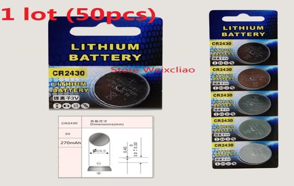50pcs 1 lot CR2430 3V Lityum Li İyon Düğmesi Hücre Pil CR CR 2430 3 Volt Liion Coin Piller 7284111