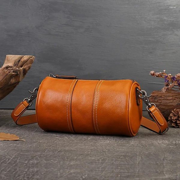 Totes Женская мода подлинная кожа Кратка винтажная мини -цилиндра для сумочки сумочка подушка подушка на плечо ручной сумкой ежедневно