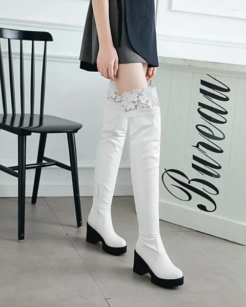 Stivali Blxqpyt 2024 Donne invernali Over the Knee High Teli Sexy Show Snow Round Toe Fashion Ladies Modern Ladies Leather 3-6