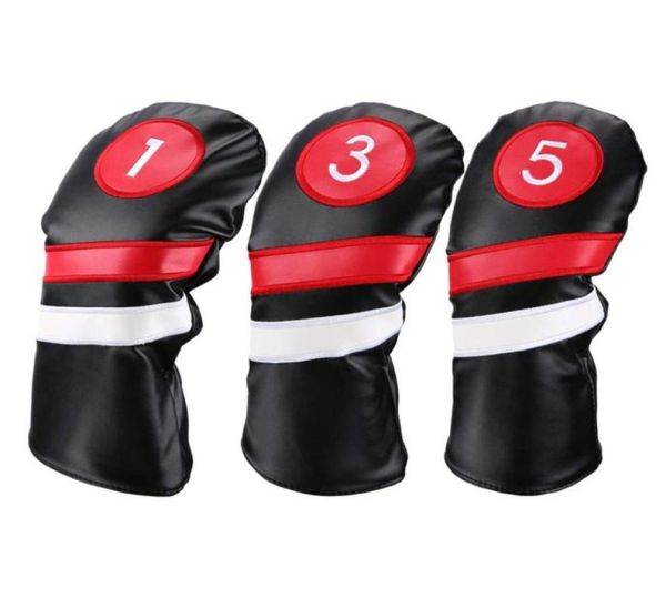 Coperture per golf headway 3pcsset Fairway Woodcovers Black Red Vintage PU 1 3 5 Driver91034595836471