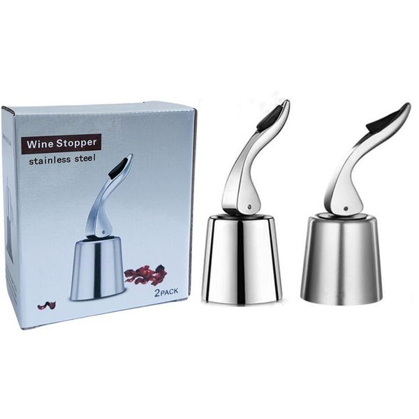 2pcs/Set Mrecalable Wine Stockpers из нержавеющей стали вакуумной вакуумной запечатанные винные защиты с силиконовым хранилищем для хранения шампанского закрытия крышки