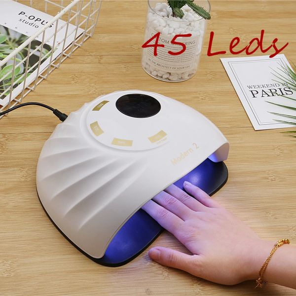 Lâmpada de unhas de armas com lâmpada de gelo LED de 45pcs UV para esmalte o secador rápido com ventilador de resfriamento para pregos para lâmpada de unhas profissionais.