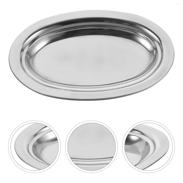 Placas de aço inoxidável Bandeja de frutas Dinner Snack Metal Metal Practical Oval requintado assado assado