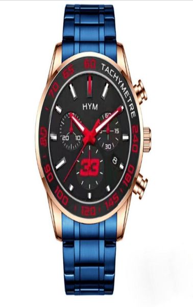 2022 Neues Freizeitsport Edelstahl Fashion Quartz Watch 33 Herren Uhren Top -Marken Luxus Race Clock Luminous Relogio Maskulino8952527