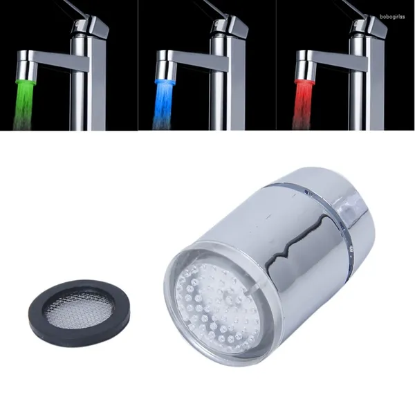 Rubinetti del lavandino del bagno lber tricolore a led a led sensore spray rubinetto tocca dell'acqua