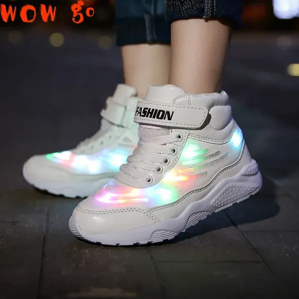 Scarpe da basket zio Jerry ha guidato per bambini con caricamento USB Light Up Sneakers ragazzi ragazze che brillano la scuola di moda comoda casual