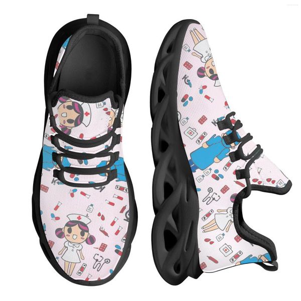 Lässige Schuhe Instantarts Schöne Cartoon Druck leichte Mesh Frauenschuhschuhe gestrickte atmungsaktive Plattform