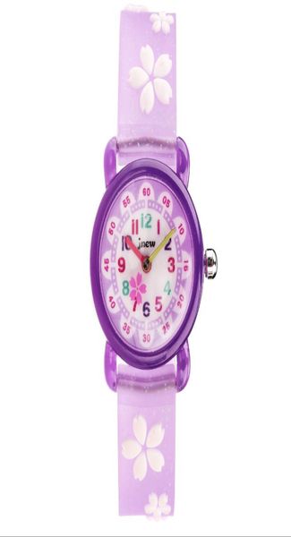 Jnew Brand Quartz Childrens Watch Loverly Cartoon Boys Girls Studenten sehen Silikonband Süßigkeiten Farbe Armbanduhren Süßes Childre1420024