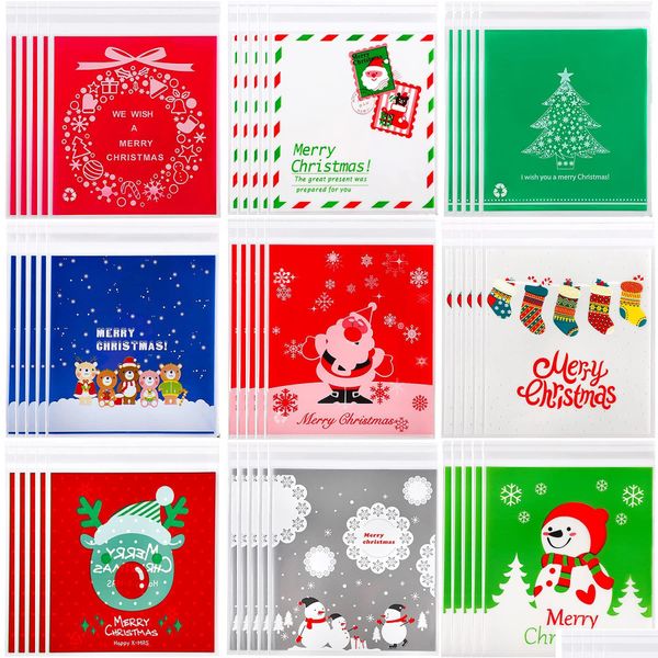 Bolhe de presentes para celofane Bolfane Sacos de doces Clear Treat Auto-adesivo Coloque de biscoito Droga Droga Home Garden Party Festive Sup DHBTB