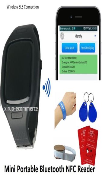 Xiruoer HF Mini Portable Bluetooth Reader с Watch Band Беспроводной внешний RFID 1356 МГц длинногарной карты RFID NFC Reader Writer6388786