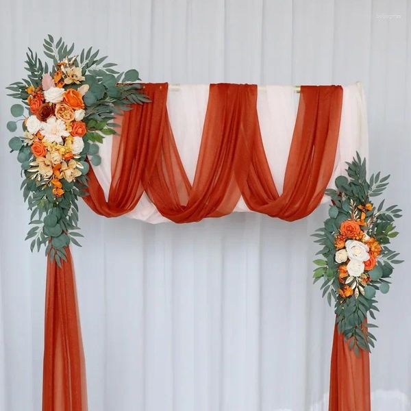 Dekorative Blumen 2pcs Künstlicher Hochzeitsbogen Vintage Orange Blumenarrangement Party Empfang Hintergrund Dekor Mehrfachstil Zeremonie