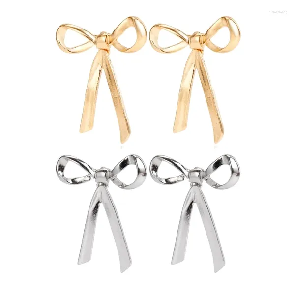 Brincos do garanhão y1ue versátil bowknot bufl grow for women jóias de moda simples coreano orar garanhão dourado cor de prata