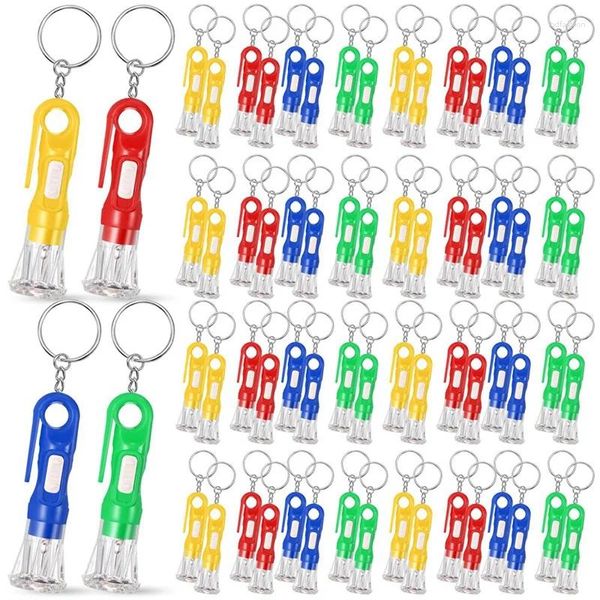 Keychains 100pcs Mini Schlüsselbund -Bulk -Kit für Kinder verschiedene Farben Fackelschlüsselung Taschenlampen LED Camping Party Gunst Set Set