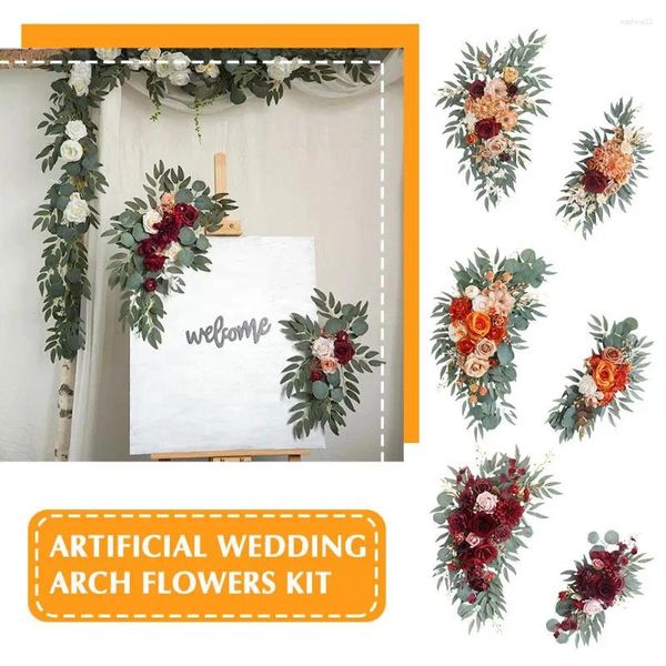 Flores decorativas kit de arco de casamento artificial boho empoeirado rosa lírio tulip eucalyptus drapes de guirlanda para decorações bem -vindo Si s3i5