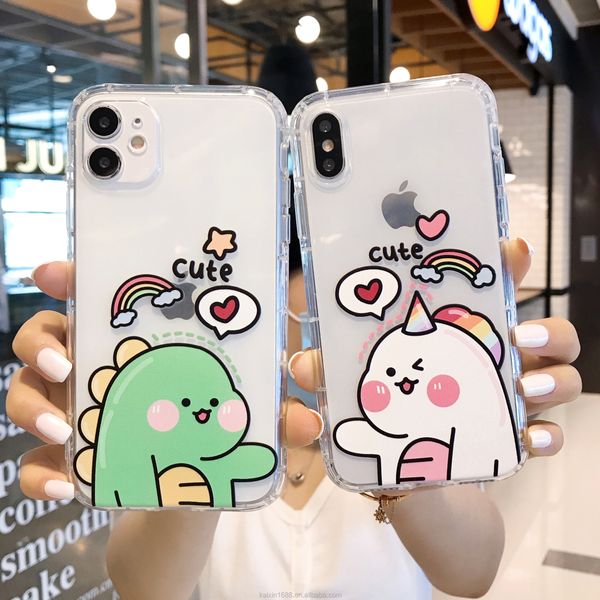 Factory por atacado de fábrica TPU Soft TPU celular Capa móvel capa de silicone a granel para iPhone 11 x 8 7 6 Plus com desenho de desenho animado 2a3