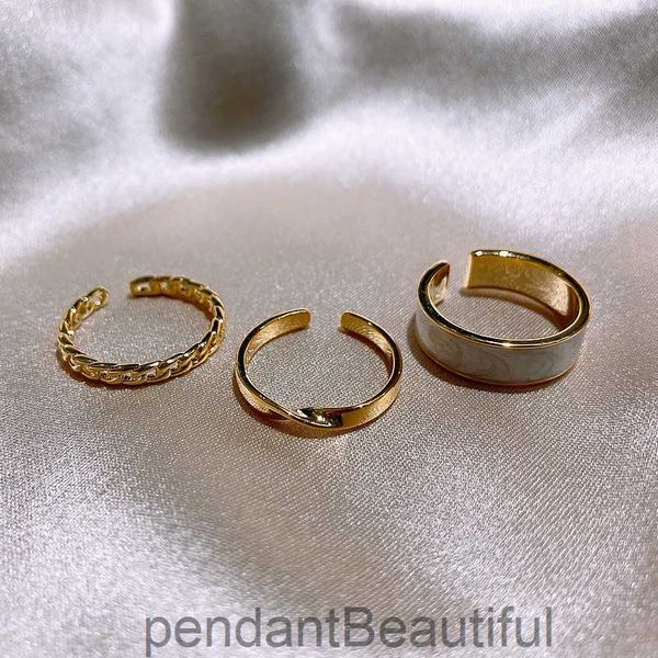 Fashion Simple Three Piece Ring Versione coreana coreana personalizzata Ins Fashion Cool Wind Indice Ring Apertura Anello regolabile