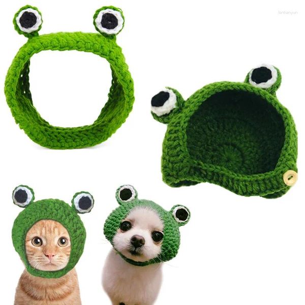 Köpek giyim komik kedi şapka sevimli evcil hayvan kostüm aksesuarları kediler ve küçük köpekler için paskalya örgü yün kurbağa