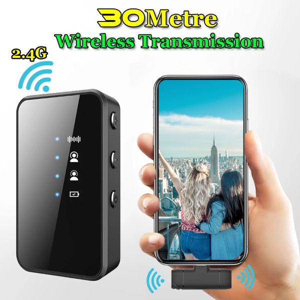 Microfone Wireless Lavalier -Mikrofon mit Ohrrückgewinnung Überwachung Audio -Video -Aufnahme für iPhone Android Live Broadcast Noisereduktion