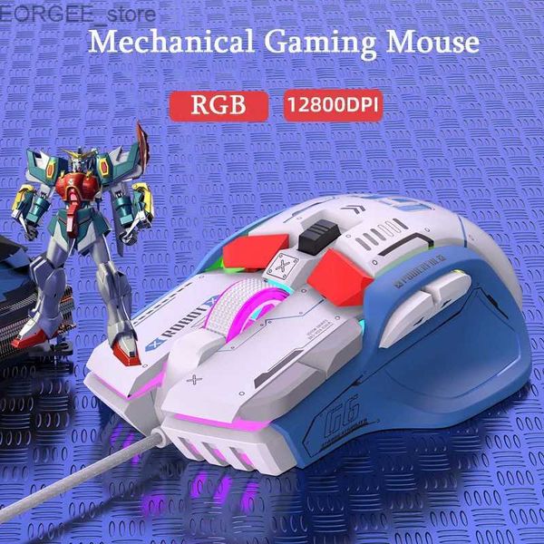 Мыши Mechanical Wired Gaming Ergonomic Ergonycic RGB -мыши с подсветкой 128000 DPI Gamer Mouse для ноутбука PC Desktop Computer Game Y240407