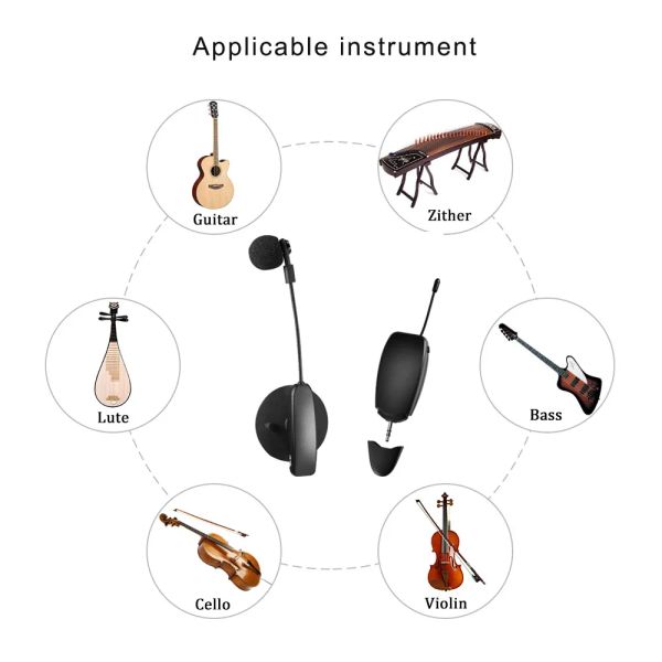 Microfoni violino portatile UHF Wireless Microfono Stage Performance Audio Guitar Guitar Musical Contenser Strument per amplificatore per violino per chitarra