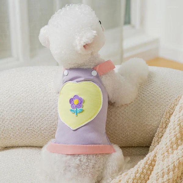 Hundekleidung Haustier Kleidung Sommer Süße Weste für kleine Hunde Schöne Herz Blume Patch Katze Welpe Kleidung Teddy Bichon Chihuahua