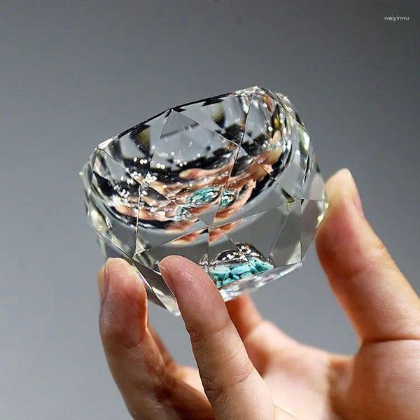 Bicchieri da vino in vetro tazza di tè taglio superficie maestro turchese in oro foglio domestico cristallo di diamante colore magico