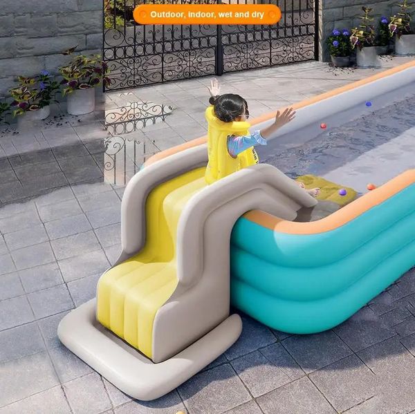 Aufblasbarer Poolrutsche für Kinder Spaß im Freien Anti-Speisen-Wasserpark-Folien Spielzeug Sommer-Wasserrutschen für Schwimmbad 240403