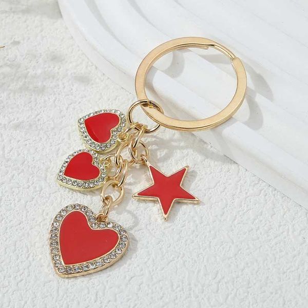 Tornari Canici Romanmi Red Hearts smalto Glaring Love Star Key Rings for Women Girls Good FriendSip Regali fatti a mano Gioielli fai -da -te Q240403