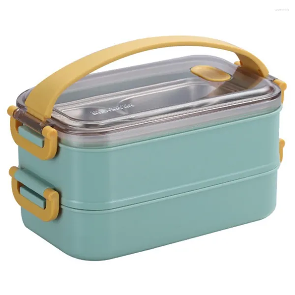 Dink Stox portatile Box per bambini Bento per microonde a scuola con compartimenti mobili Contenitore di frutta insalata verde