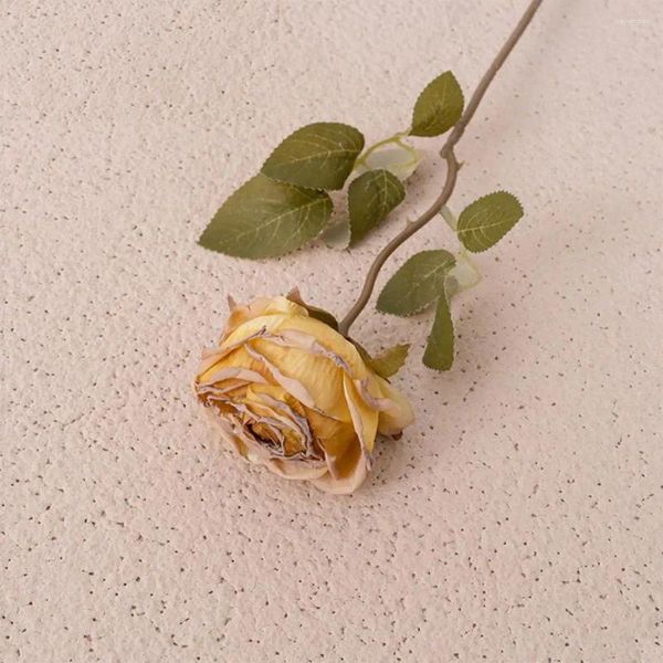 Dekorative Blumen Gefälschte Blumen lebendige künstliche künstliche realistische Kunst verbrannte Kanten Rosen für Wohnkultur Hochzeitsprografie Requisiten Set von 5