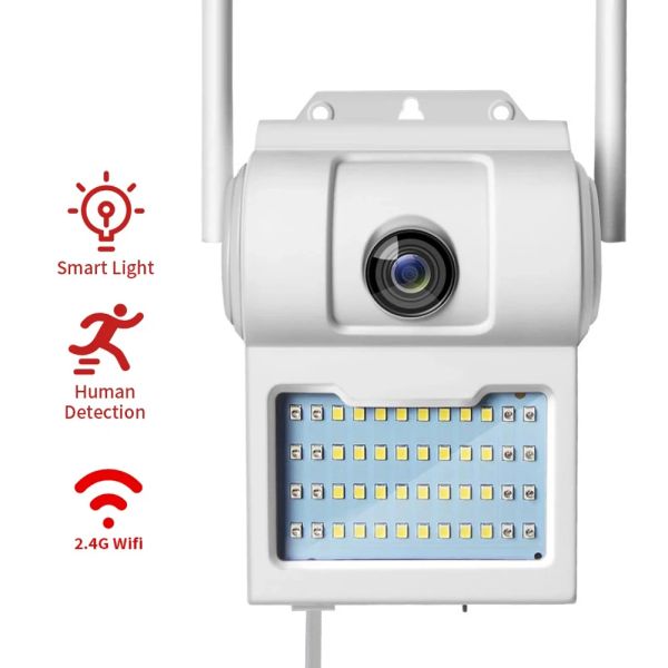 Intercom Floodlight Outdoor Home -Überwachungskamera 1080p 2.4g WiFi Nachtsicht Kamera mit LED -Bewegungssensor Wandleuchte drahtlos