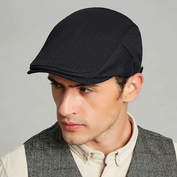 Стингевые шляпы Mens Mens Ivy Hat Fashion Big Head Mens Spring/Summer Leisure Beret Mens Pulat Cotton News Boys Hat 55-60 см Q240403