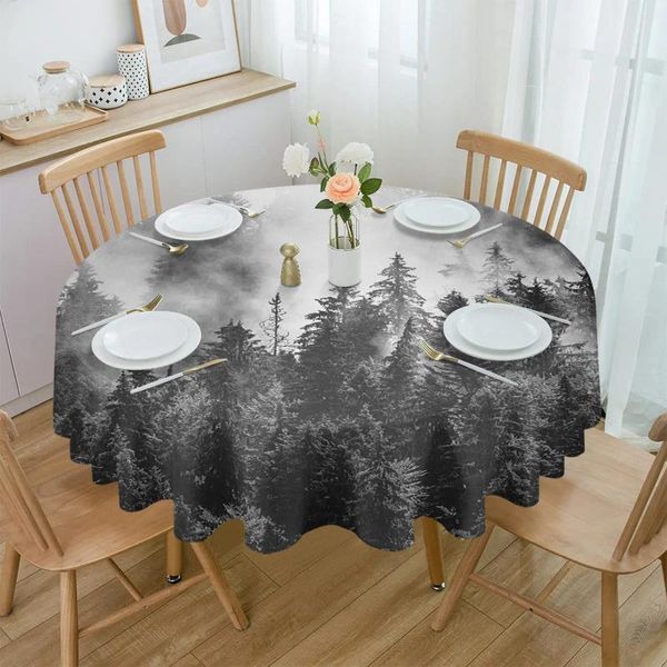 Mesa de pano da floresta simplicidade redonda de toalha de mesa de cozinha capa de capa de férias decoração de mesa à prova d'água