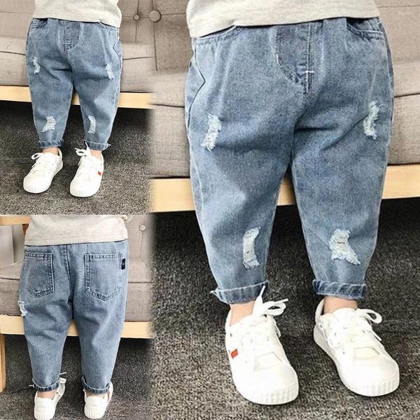 Calça de calça de 0 a 5 anos de idade Jeans Jeans Infantil Girls meninas jeans rasgada Crianças coreanas Crianças Casuais Calças soltas