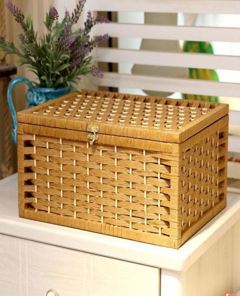 Tavolo da cesta di stoccaggio con fibbia della cintura rattan snack coperto biancheria intima mutanti3997983