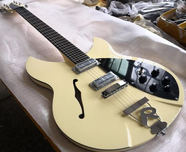 Creamy Yellow 6 Strings Gitarrenmodell 330 Rick Toaster Pickups Elektrische Gitarren Semi Hollow Body 9463511