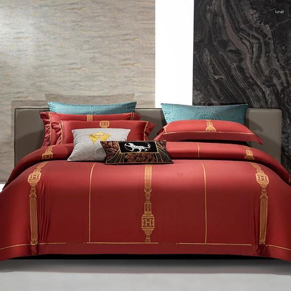 Bedding Sets Luxury Jacquard 1200TC Cotton Bedllinen 106''x90''Us Tamanho do edifício Tampe folha de tampa com travesseiro elástico