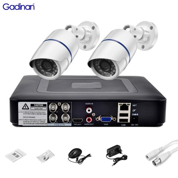 Lens Gadinan 1080p 5MP 2PCS H.265X CCTV -Überwachungssystem Sicherheit AHD Camera Recorder 4Ch DVR Kit Outdoor -Überwachungskamera