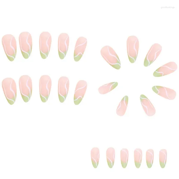 Ложные гвозди розовые зеленые французские носимые короткие шпильки