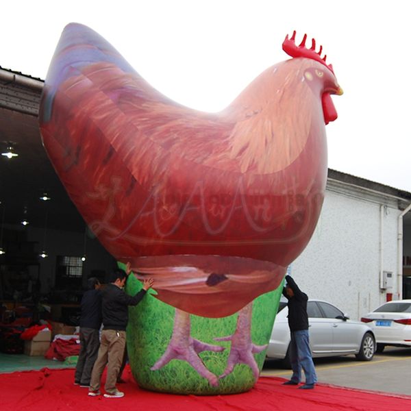 Atacado 4m de altura de altura de altura de frango inflável Modelo de galo soprado de galo soprado animais para eventos ao ar livre decorações