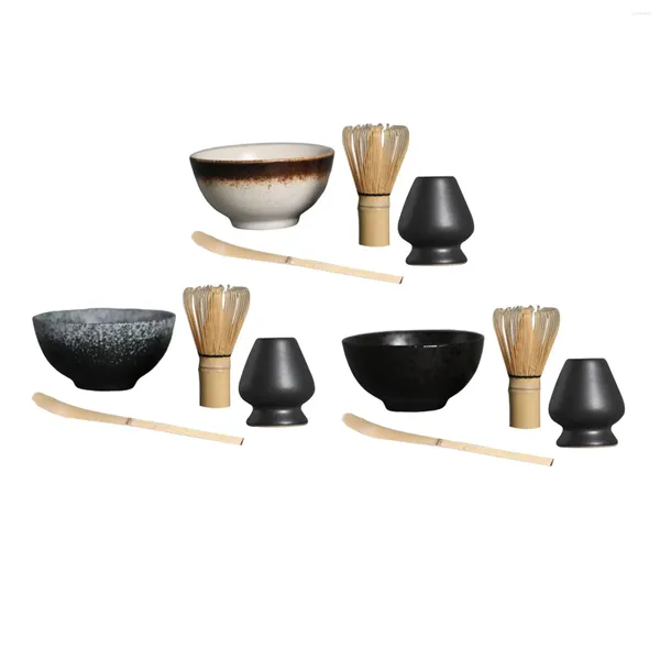 Tee -Sets Japanische Tee -Set 4 Stück Zeremonie Keramikschalenzubehör mit Zubehör und Werkzeugen Handwerk Premium Material Exquisites